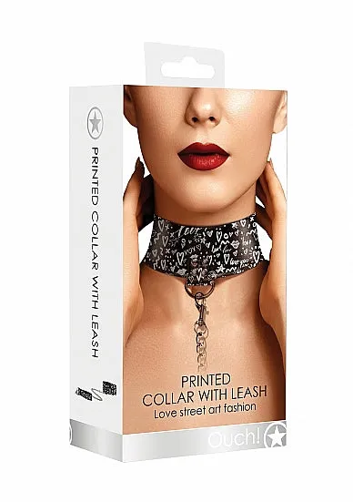 Anal | Shots America Love Street Art Fashion Collar W/ Leash Black