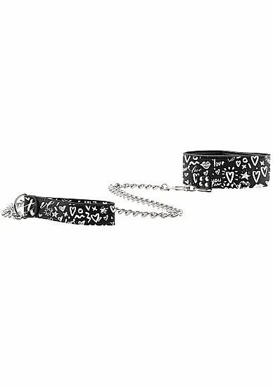 Anal | Shots America Love Street Art Fashion Collar W/ Leash Black