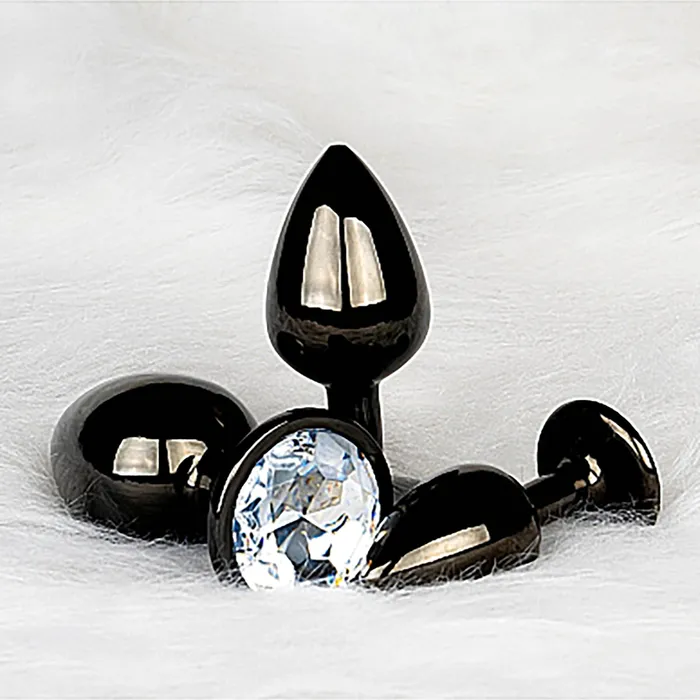 Anal | Shots Shots Ouch! Round Gem Butt Plug Small - Gunmetal/Diamond