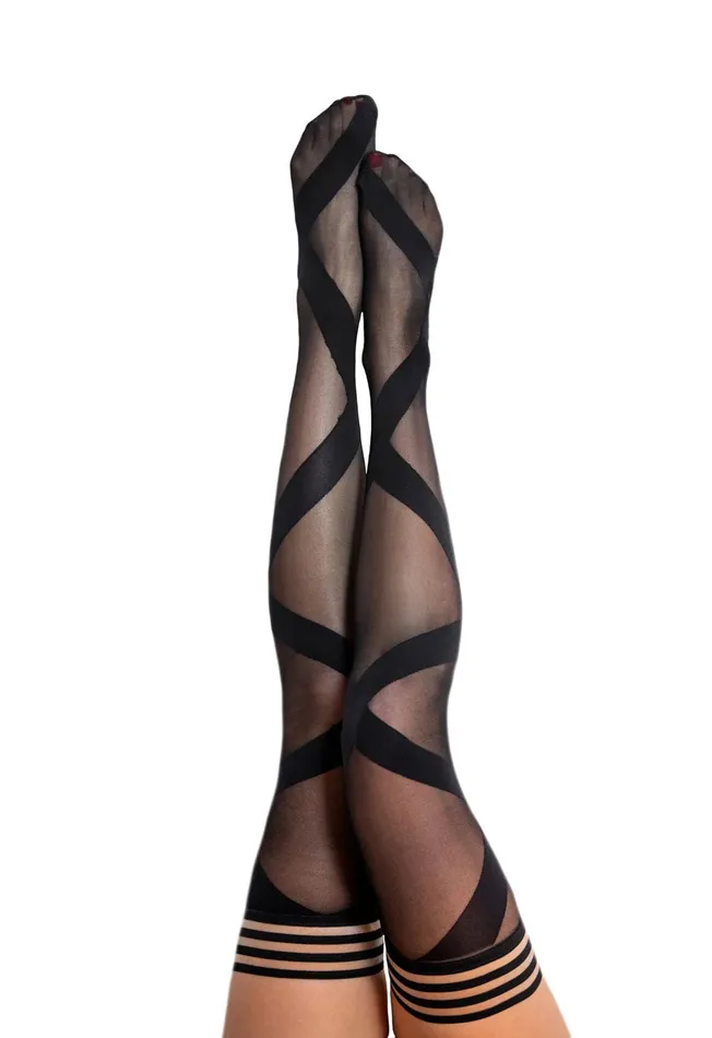Jackie Semi Sheer Thigh High Size C Black Sale Specials Anal