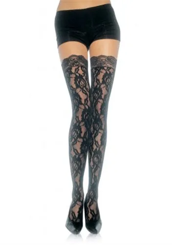 Leg Avenue Teddies And Bodies Lace Top Lace Thigh Highs One Size Black