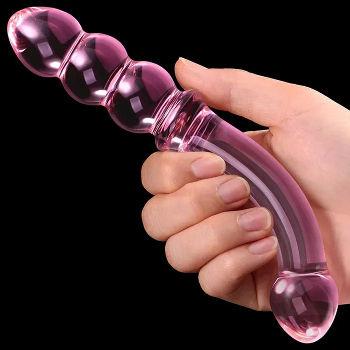 Lovetoyshub 767Inch Curved Anal Bead Glass Dildo Dildos