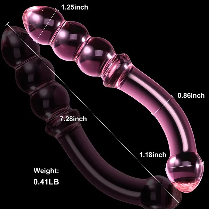 Lovetoyshub 7.67Inch Curved Anal Bead Glass Dildo | Dildos