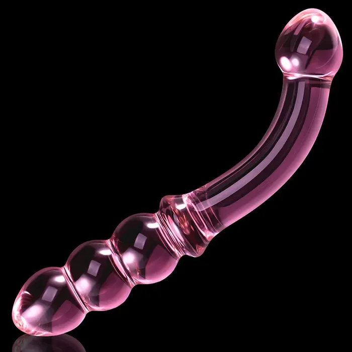 Lovetoyshub 7.67Inch Curved Anal Bead Glass Dildo | Dildos