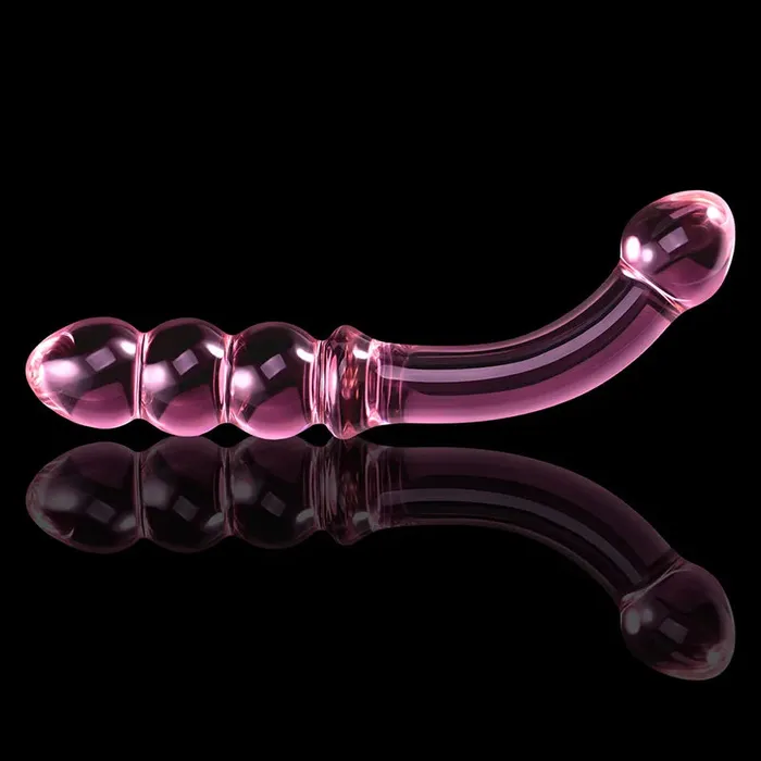 Lovetoyshub 7.67Inch Curved Anal Bead Glass Dildo | Dildos