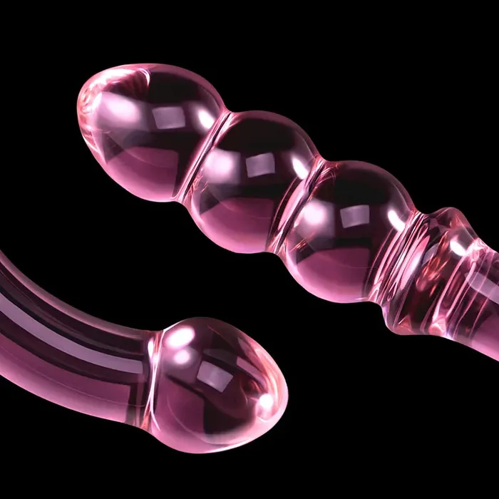 Lovetoyshub 7.67Inch Curved Anal Bead Glass Dildo | Dildos