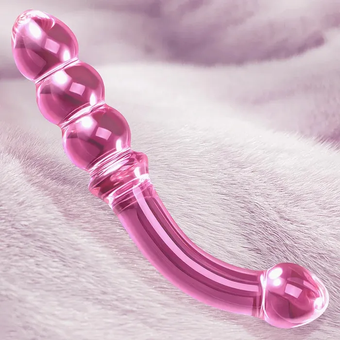 Lovetoyshub 7.67Inch Curved Anal Bead Glass Dildo | Dildos