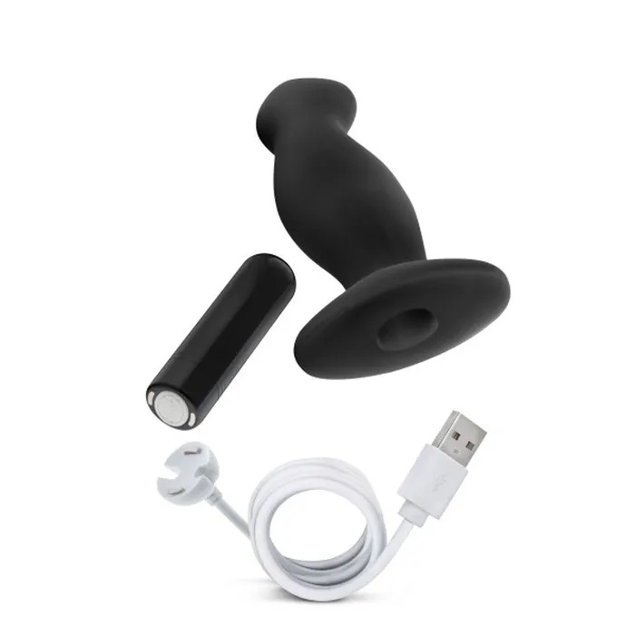Male Sex Toys | Blush Novelties Anal Adventures Platinum Silicone Vibrating Prostate Massager 02 Black