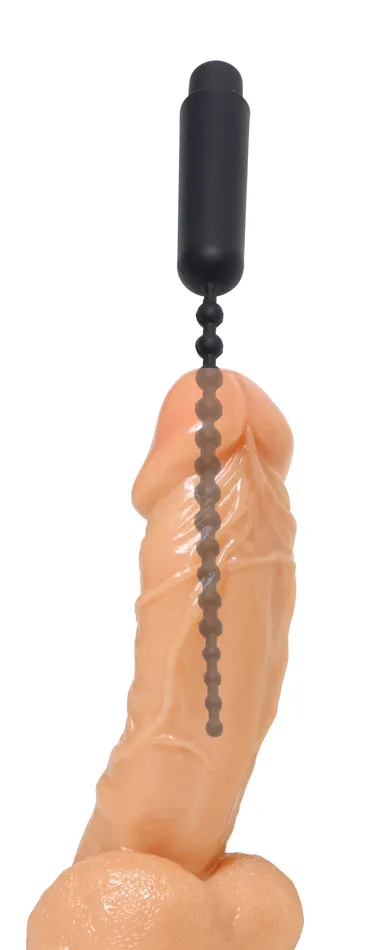 XR Brands Master Series Dark Rod Vibrating Beaded Silicone Sound Female Sex Toys