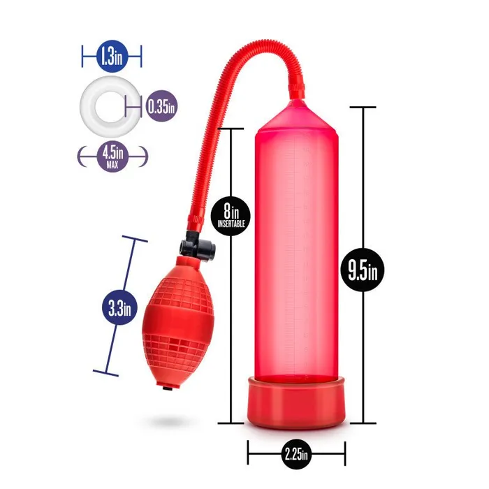Blush Novelties Male Sex Toys Performance VX101 Male Enhancement Penis Pump Red Blush Novelties Male Sex Toys Performance VX101 Male Enhancement Penis Pump Red