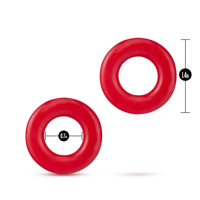 Blush Novelties Stay Hard Donut Rings Red Cock Rings Set of 2 Dildos
