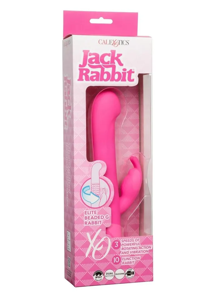 Female Sex Toys Jack Rabbit Elite Beaded G Rabbit Silicone Rechargeable Vibrator with Clitoral Stimulator Jack Rabbit