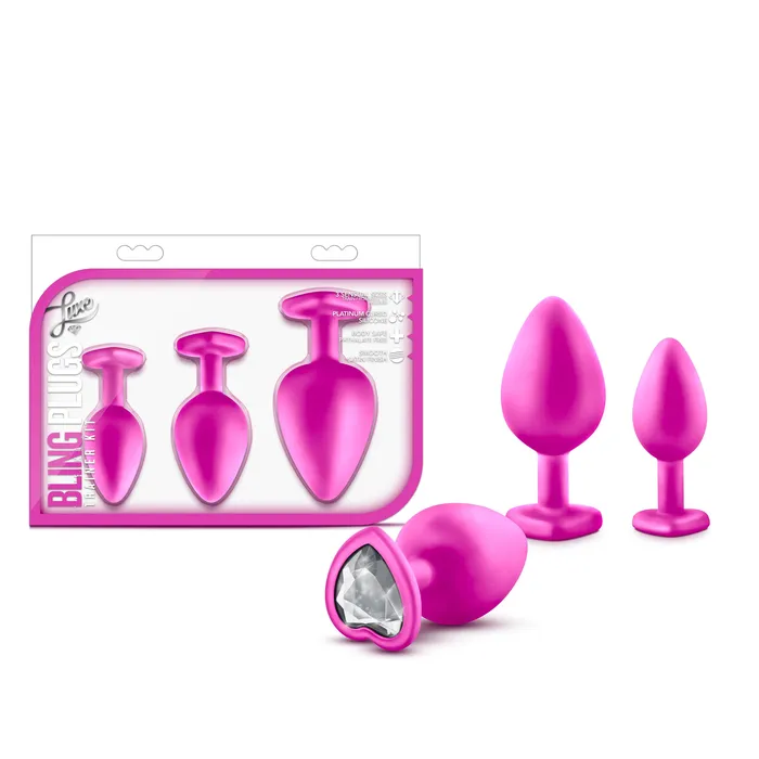 Luxe Bling Plugs Training Kit Pink With White Gems Blush Novelties Anal