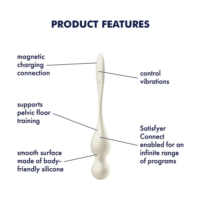 Vibrators Satisfyer Satisfyer Love Birds 1 White USB Rechargeable Pelvic Floor Trainer with App Control Vibrators Satisfyer Satisfyer Love Birds 1 White USB Rechargeable Pelvic Floor Trainer with App Control