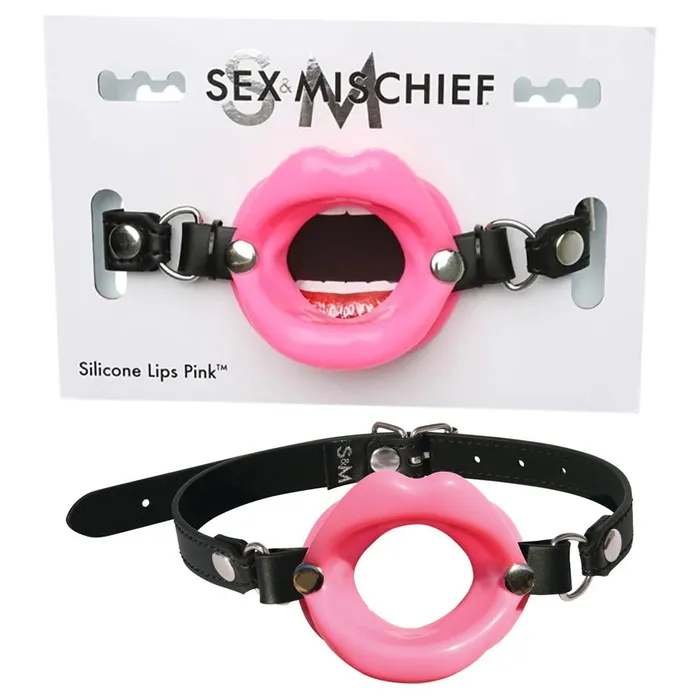 Vibrators Sex Mischief Silicone Lips Mouth Gag Pink Sportsheets