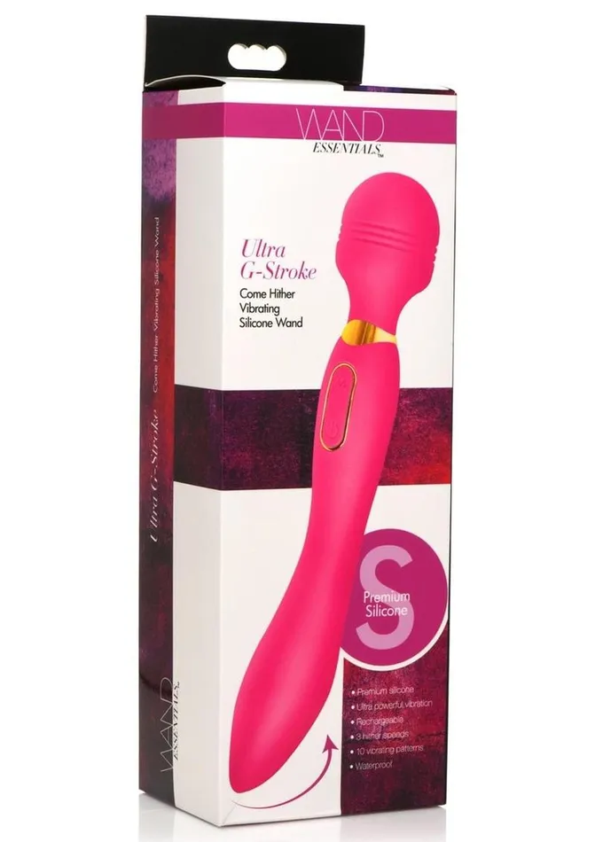 Wand Essential Ultra GStroke Come Hither Rechargeable Silicone Vibrating Wand Wand Essentials Female Sex Toys