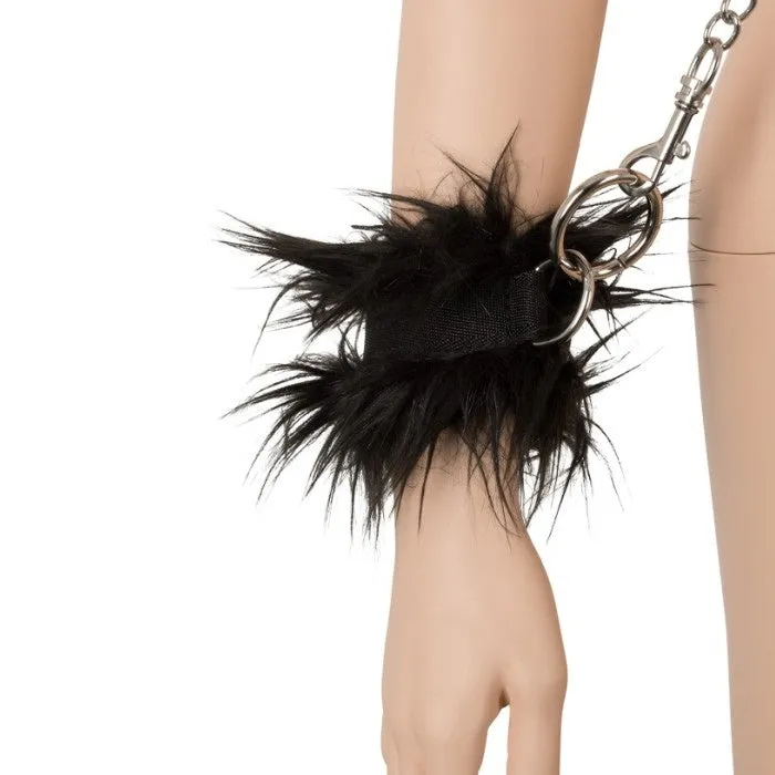 Bad Kitty Fluffy Collar Hand Cuffs Black GRO Anal
