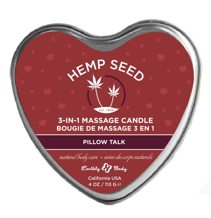 Earthly Body Vibrators Hemp Seed 3in1 Massage Candle Pillow Talk 4 Oz