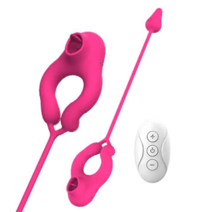 RMT 3in1 Vibrating Anal Egg Cock Ring Clit Licker Male Sex Toys
