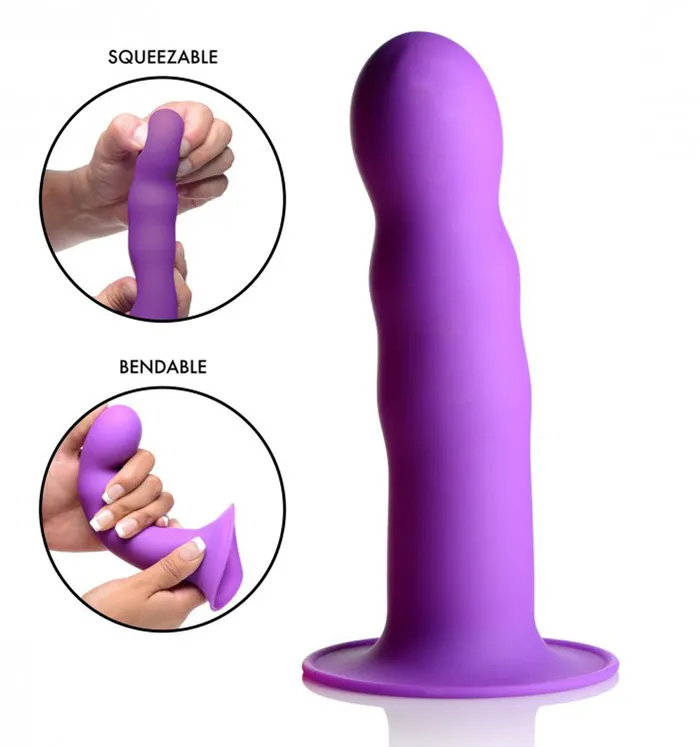 Squeeze It Squeezable Wavy Dildo Purple XR Brands Squeeze It Dildos