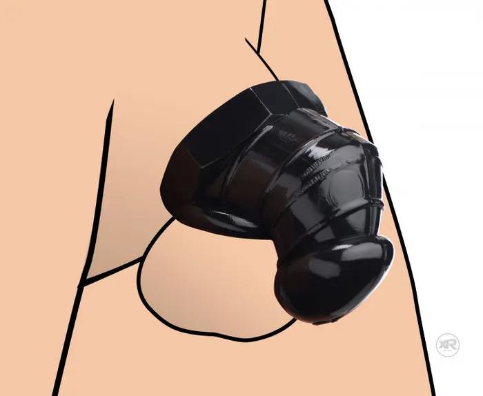 XR Brands Master Series Detained Black Restrictive Chastity Cage Male Sex Toys