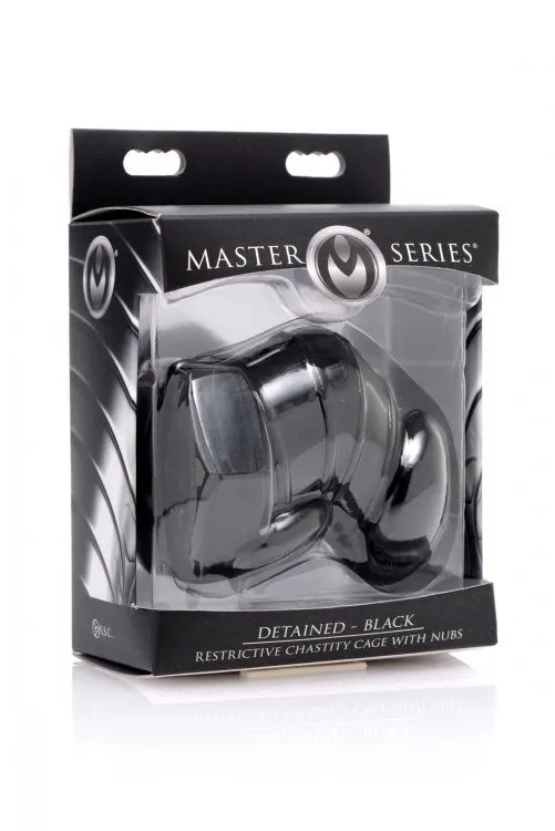 XR Brands Master Series Detained Black Restrictive Chastity Cage Male Sex Toys