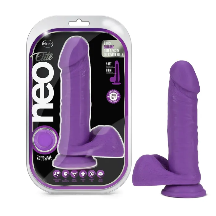 Blush Novelties Dildos Neo Elite 8 Inch Silicone Dual Density Cock With Balls Neon Purple Blush Novelties Dildos Neo Elite 8 Inch Silicone Dual Density Cock With Balls Neon Purple
