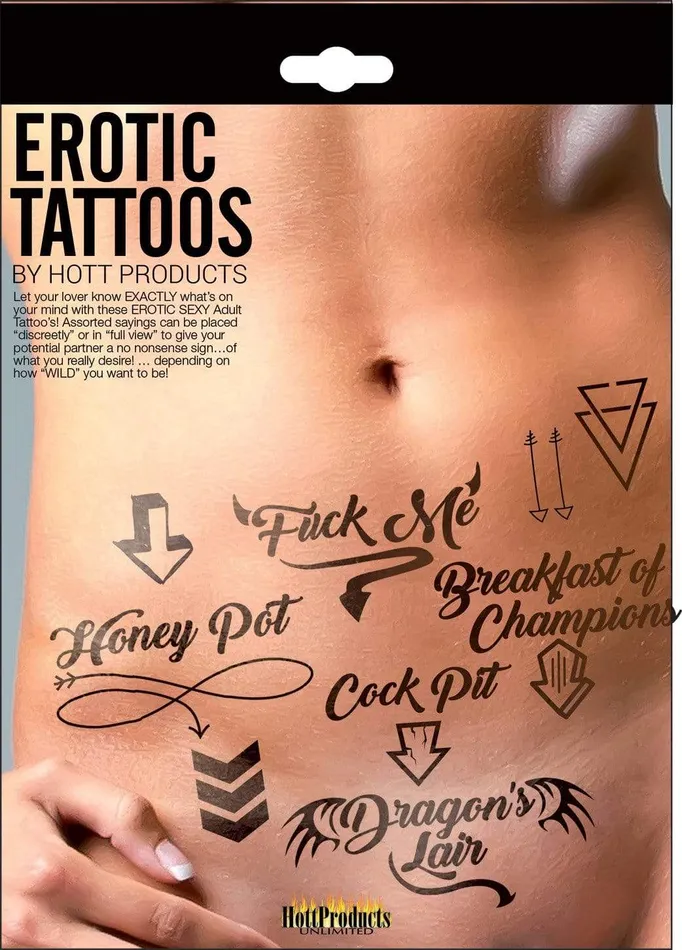 Hott Products Enhancers Erotic Tattoos Assorted Pack