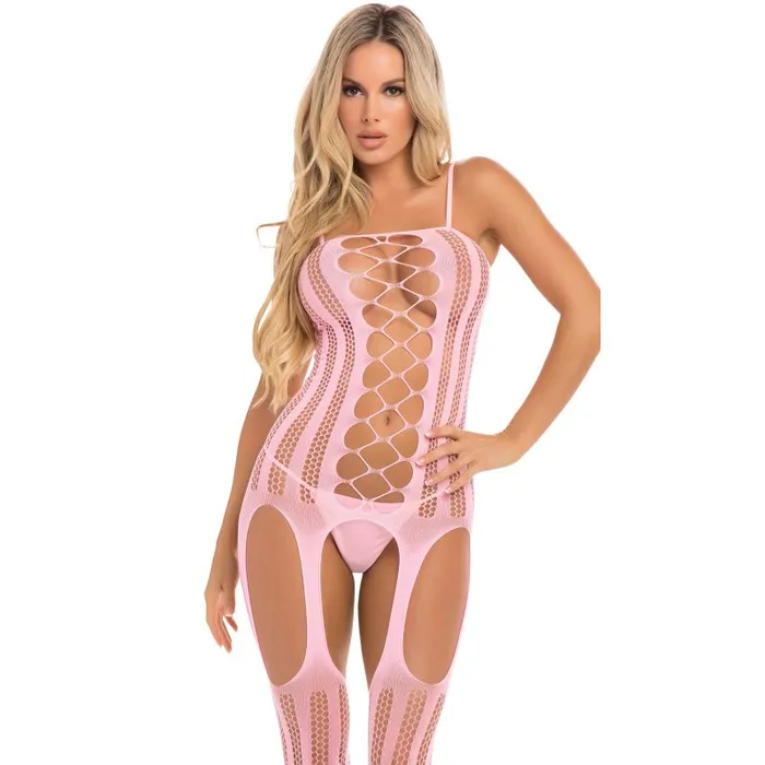 Pink Lipstick Vibrators Fake News Bodystocking Pink