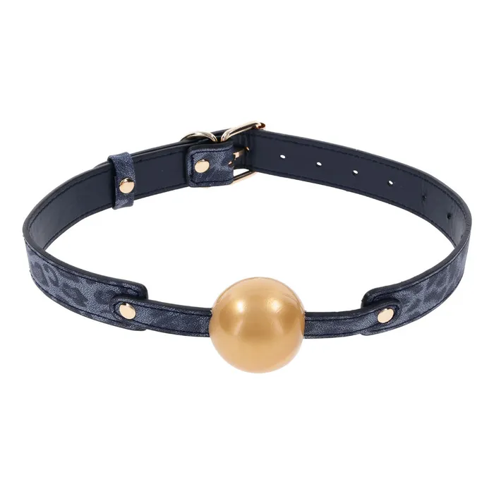 Male Sex Toys Sportsheets Sex Mischief Cougar Ball Gag Navy Gold Mouth Restraint Male Sex Toys Sportsheets Sex Mischief Cougar Ball Gag Navy Gold Mouth Restraint