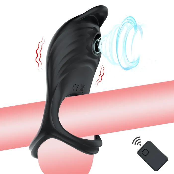 soniker Male Sex Toys Cock Ring Vibrator for Man with Sucking Function Penis Rings Remote Control Clit Stimulator 5 Vibration