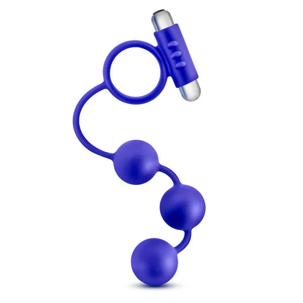 Anal Blush Novelties Performance Penetrator Anal Beads WVibrating Cockring Indigo