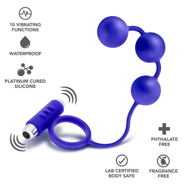 Anal Blush Novelties Performance Penetrator Anal Beads WVibrating Cockring Indigo
