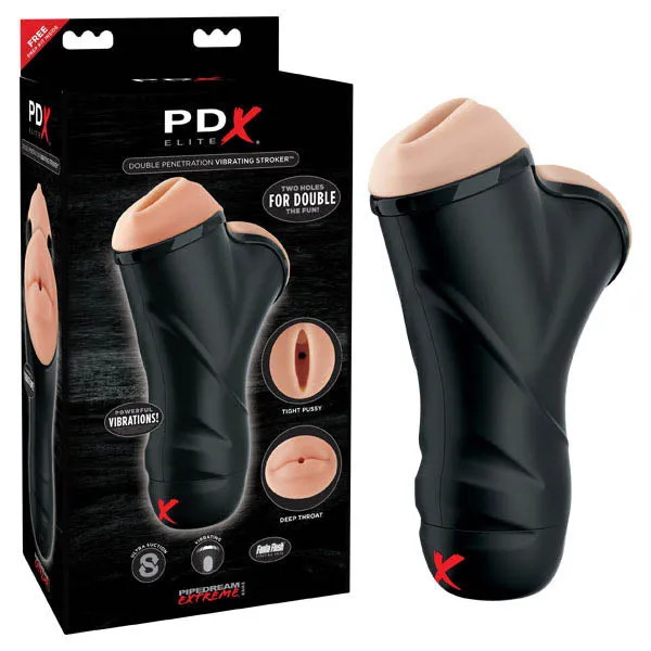 PDX Elite Double Penetration Vibrating Stroker Pipedream Male Sex Toys