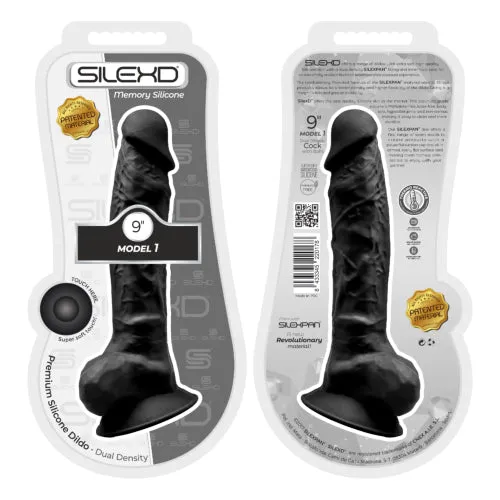 Dildos SilexD SilexD 9 inch Realistic Silicone Dual Density Dildo with Suction Cup with Balls Black Dildos SilexD SilexD 9 inch Realistic Silicone Dual Density Dildo with Suction Cup with Balls Black