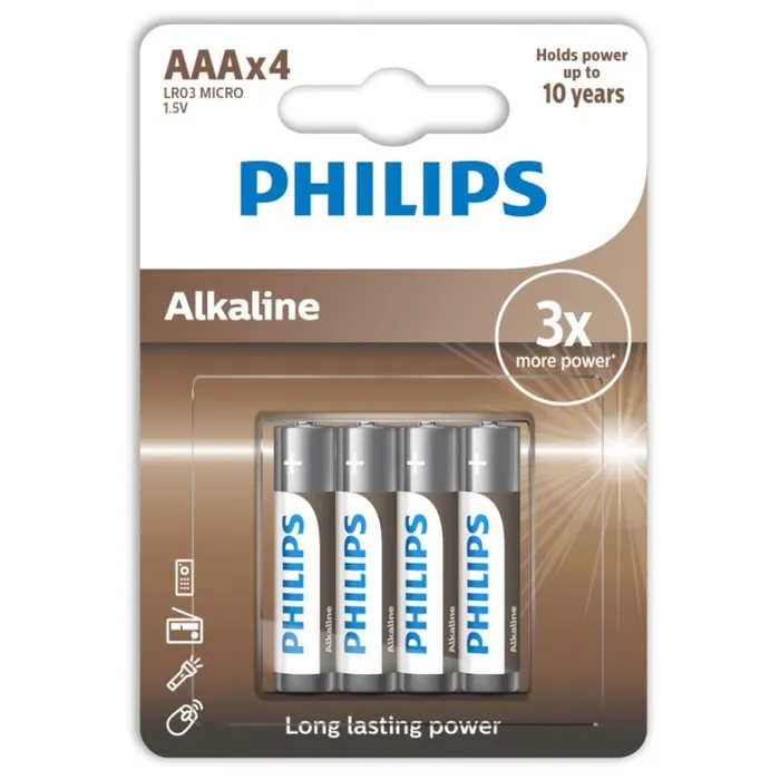 Enhancers PHILLIPS PHILIPS ALKALINE BATTERY AAA LR03 4 PACK