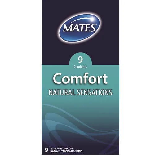 Male Sex Toys Mates Comfort Natural Sensations Condoms 9 Pack PP Products