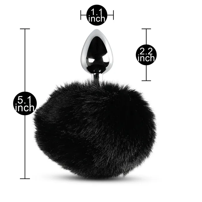 Pleasuremalta Male Sex Toys Metallic Anal Plug with Short Black Tail Small Size