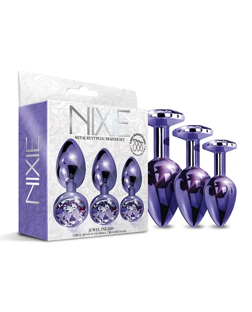 Anal Nixie Metal Butt Plug Trainer Set Winlaid Jewel Global Novelties Anal Nixie Metal Butt Plug Trainer Set Winlaid Jewel Global Novelties