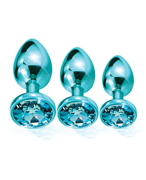 Anal Nixie Metal Butt Plug Trainer Set Winlaid Jewel Global Novelties Anal Nixie Metal Butt Plug Trainer Set Winlaid Jewel Global Novelties