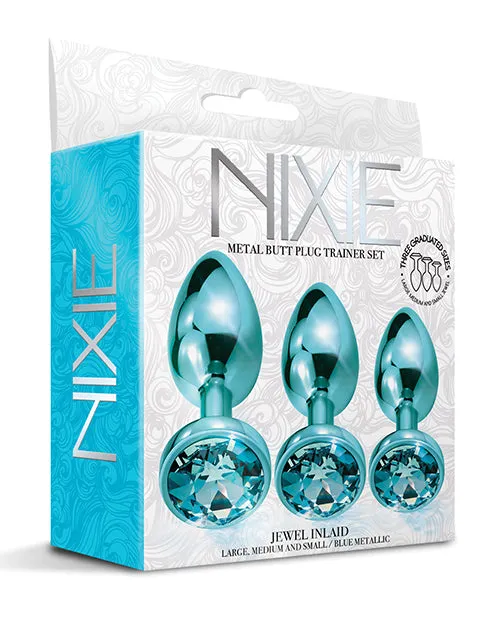 Anal Nixie Metal Butt Plug Trainer Set Winlaid Jewel Global Novelties Anal Nixie Metal Butt Plug Trainer Set Winlaid Jewel Global Novelties