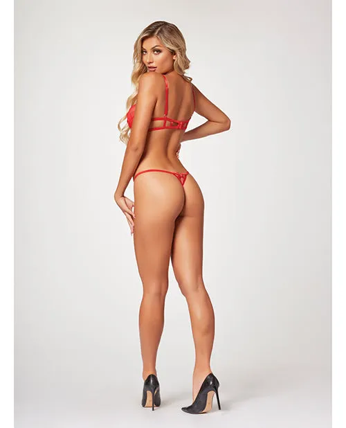 Strappy Sheer Lace Demi Cup Bra Thong Red Seven Til Midnight Anal Strappy Sheer Lace Demi Cup Bra Thong Red Seven Til Midnight Anal