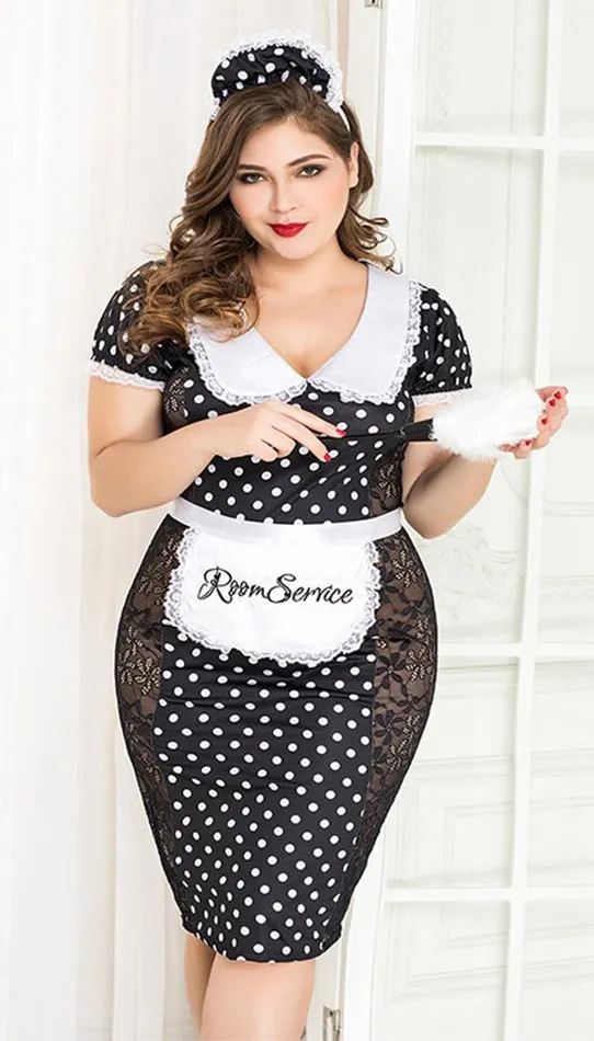 Vintage Style Room Service Polka Dot Lace Costume Kissablegs Couples