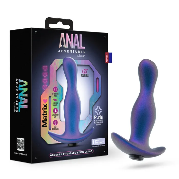 Anal Blush Anal Adventures Matrix By Blush Odyssey Vibrating Prostate Stimulator With AnchorTech Base Space Age Blue Anal Blush Anal Adventures Matrix By Blush Odyssey Vibrating Prostate Stimulator With AnchorTech Base Space Age Blue