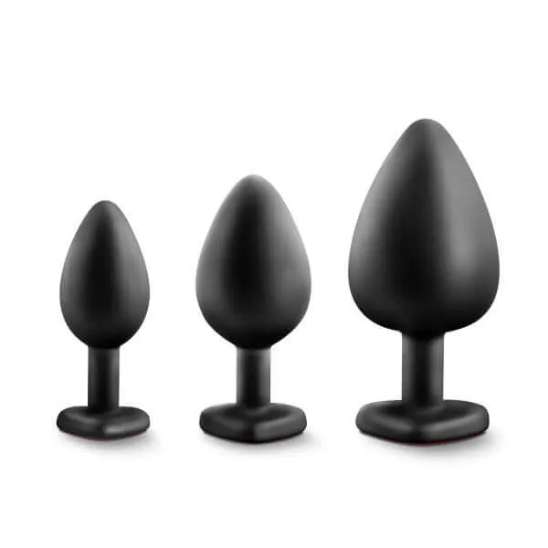 Anal Blush Novelties Luxe Bling Plugs Training Kit Black with Red Gems