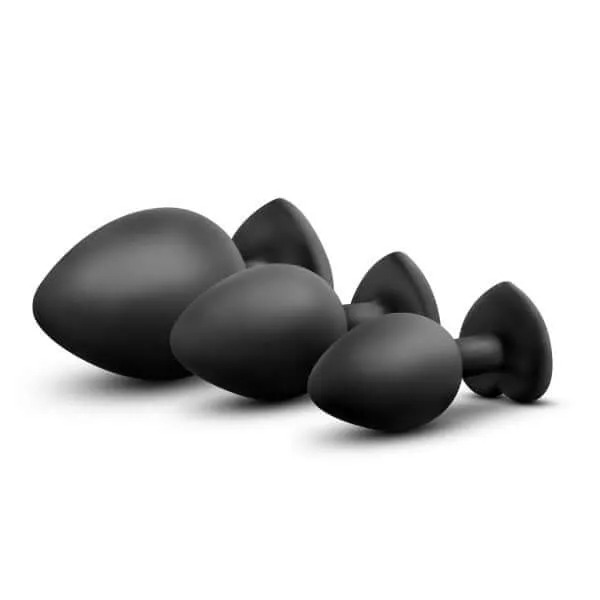 Anal Blush Novelties Luxe Bling Plugs Training Kit Black with Red Gems
