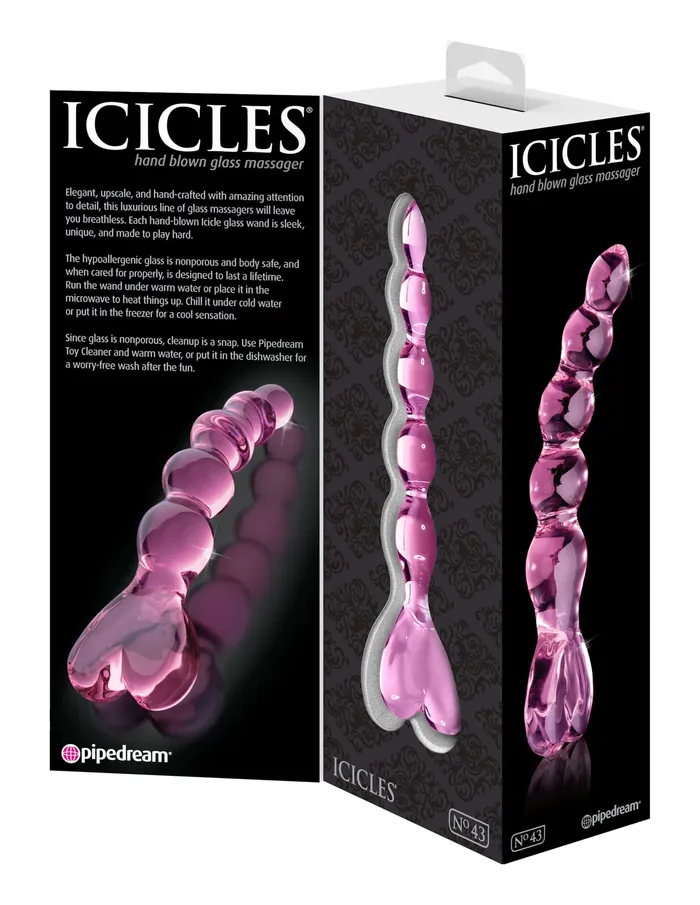 Anal Pipedream Products Pipedream Icicles No 43 Glass Probe HandCrafted NonVibrating Massager for Elegant Pleasure
