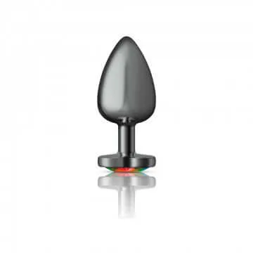 Anal Viben Cheeky Charms Heart Rainbow Large Gunmetal Butt Plug
