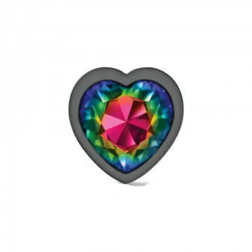 Anal Viben Cheeky Charms Heart Rainbow Large Gunmetal Butt Plug