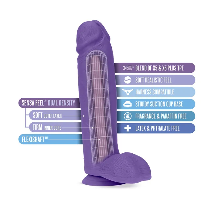 Au Naturel Bold By Blush Huge Realistic Purple 105Inch Long Dildo With Balls Suction Cup Base Blush Dildos
